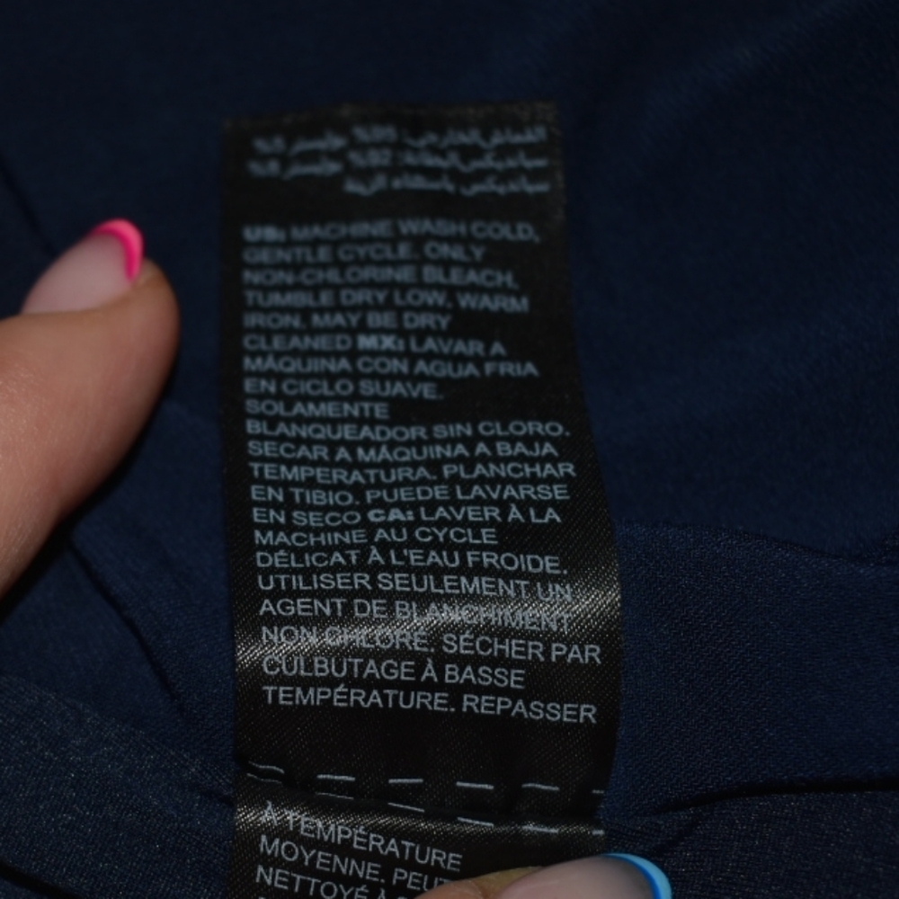 White House Black Market Deep Blue Wrap Blouse - Picture 6 of 7